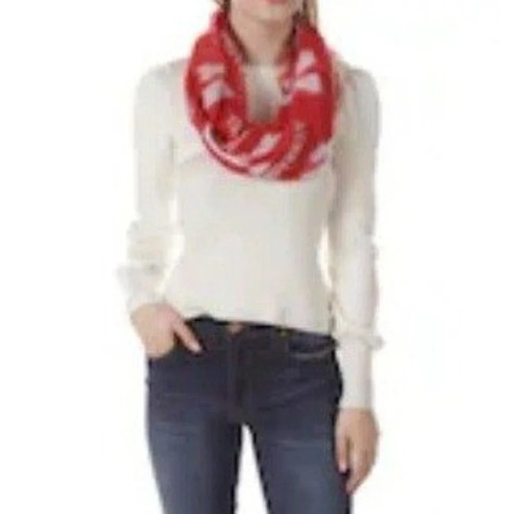NCAA Nebraska Huskers Red White Logo Print Infinity Scarf Game Day Accessory NEW